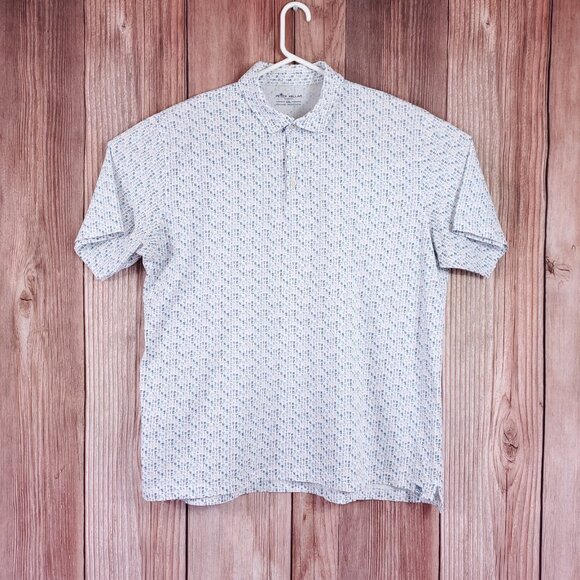 Peter Millar Seaside Mens XXL Sand Bar Aqua Cotton Polo Shirt Cocktail Martini - Picture 2 of 12